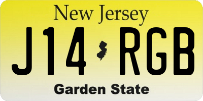 NJ license plate J14RGB
