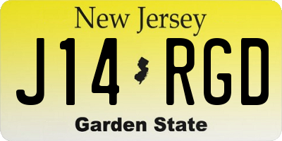 NJ license plate J14RGD