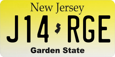 NJ license plate J14RGE