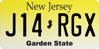 NJ license plate J14RGX