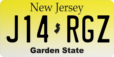 NJ license plate J14RGZ