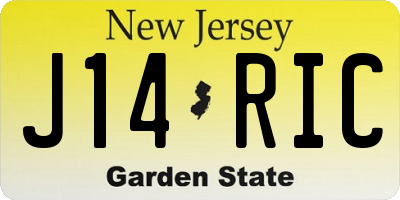 NJ license plate J14RIC