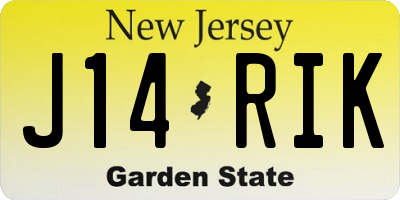 NJ license plate J14RIK