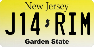 NJ license plate J14RIM