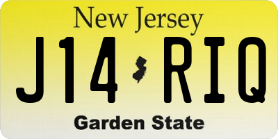 NJ license plate J14RIQ