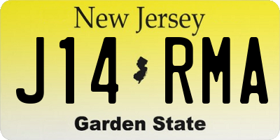 NJ license plate J14RMA