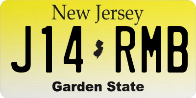 NJ license plate J14RMB
