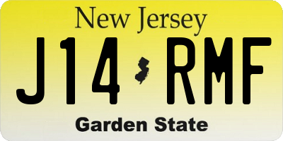 NJ license plate J14RMF