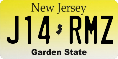 NJ license plate J14RMZ