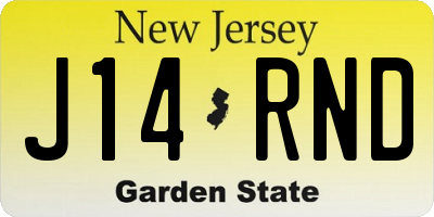 NJ license plate J14RND