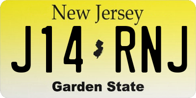 NJ license plate J14RNJ