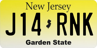 NJ license plate J14RNK