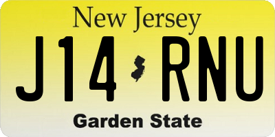 NJ license plate J14RNU