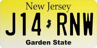 NJ license plate J14RNW