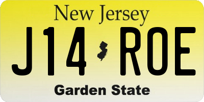 NJ license plate J14ROE