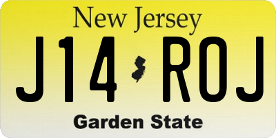 NJ license plate J14ROJ