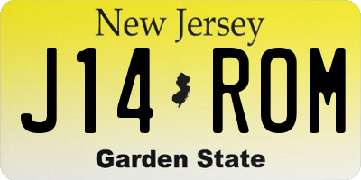 NJ license plate J14ROM