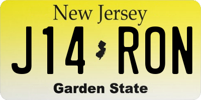 NJ license plate J14RON