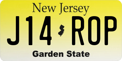 NJ license plate J14ROP