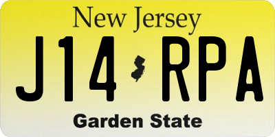 NJ license plate J14RPA