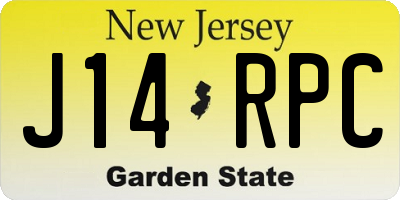NJ license plate J14RPC