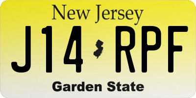 NJ license plate J14RPF