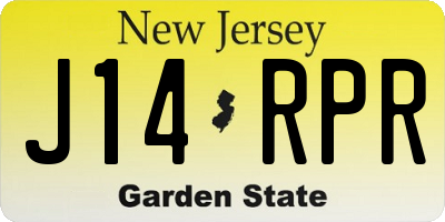 NJ license plate J14RPR