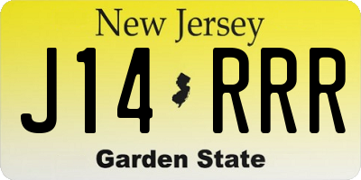 NJ license plate J14RRR