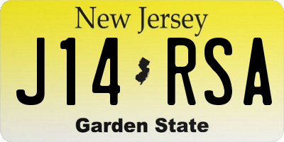 NJ license plate J14RSA