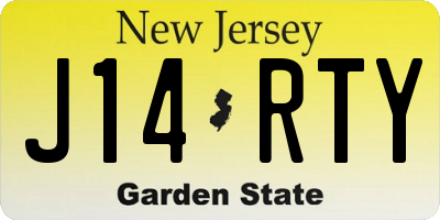 NJ license plate J14RTY