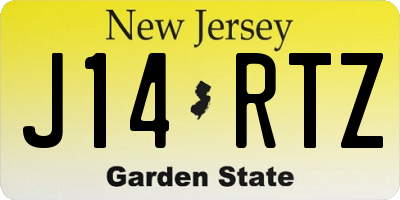 NJ license plate J14RTZ