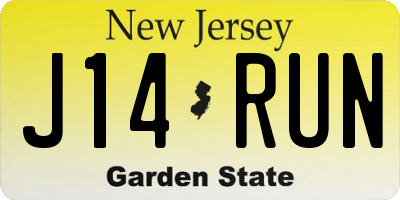 NJ license plate J14RUN