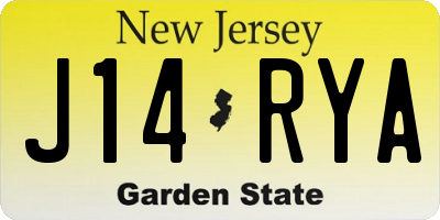 NJ license plate J14RYA
