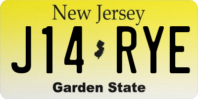 NJ license plate J14RYE