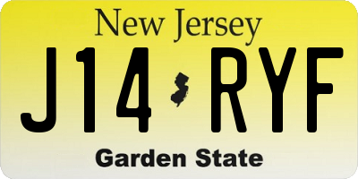 NJ license plate J14RYF