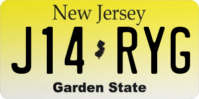 NJ license plate J14RYG