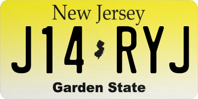 NJ license plate J14RYJ