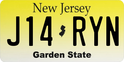 NJ license plate J14RYN