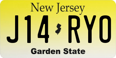 NJ license plate J14RYO