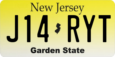 NJ license plate J14RYT