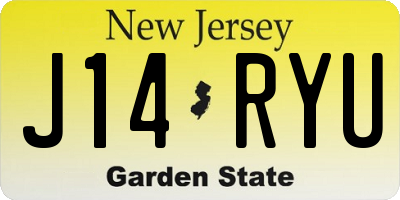 NJ license plate J14RYU