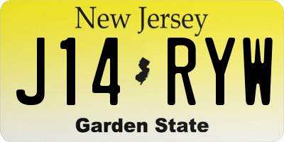 NJ license plate J14RYW