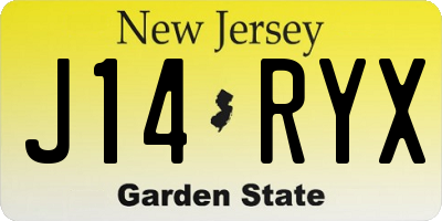 NJ license plate J14RYX