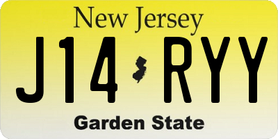 NJ license plate J14RYY