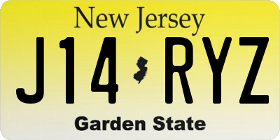 NJ license plate J14RYZ