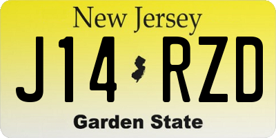 NJ license plate J14RZD