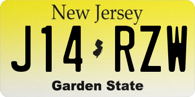 NJ license plate J14RZW