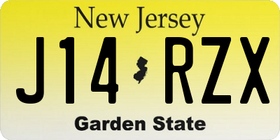 NJ license plate J14RZX