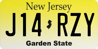 NJ license plate J14RZY