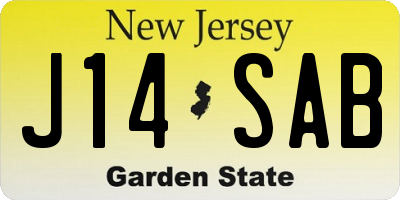 NJ license plate J14SAB